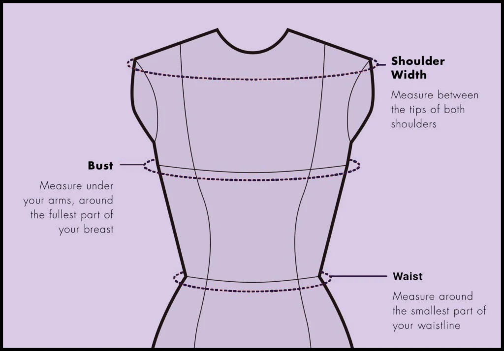 How to measure shoulder width, bust, and waist