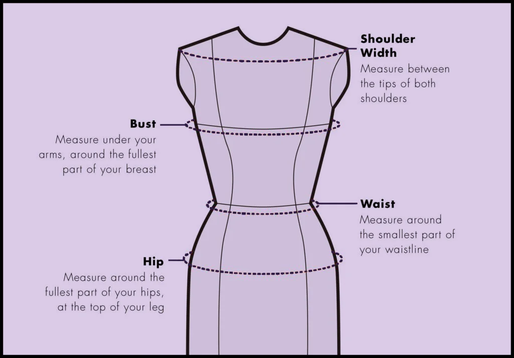 How to measure shoulder width, bust, waist, and hip